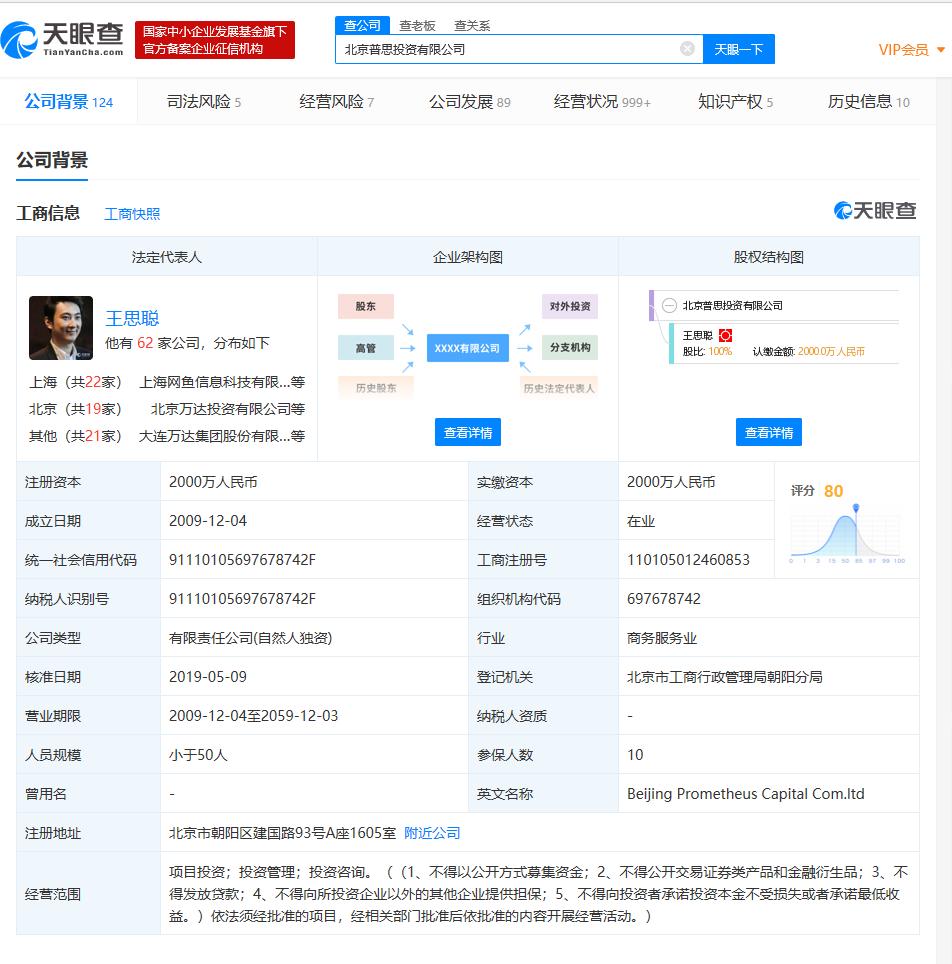 王思聪旗下熊猫互娱破产程序启动！首次债权人会议拟于3月19日召开